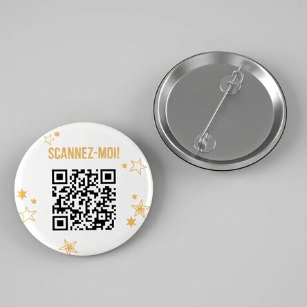 Badge personnalisé avec texte et code QR