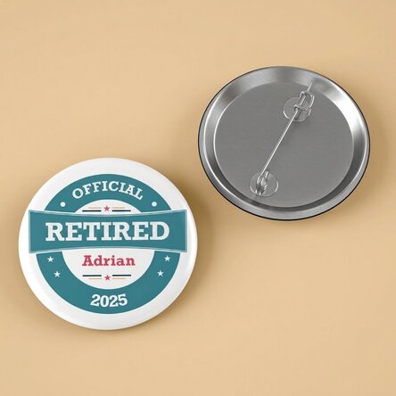Personalised badge with text - Pensioner