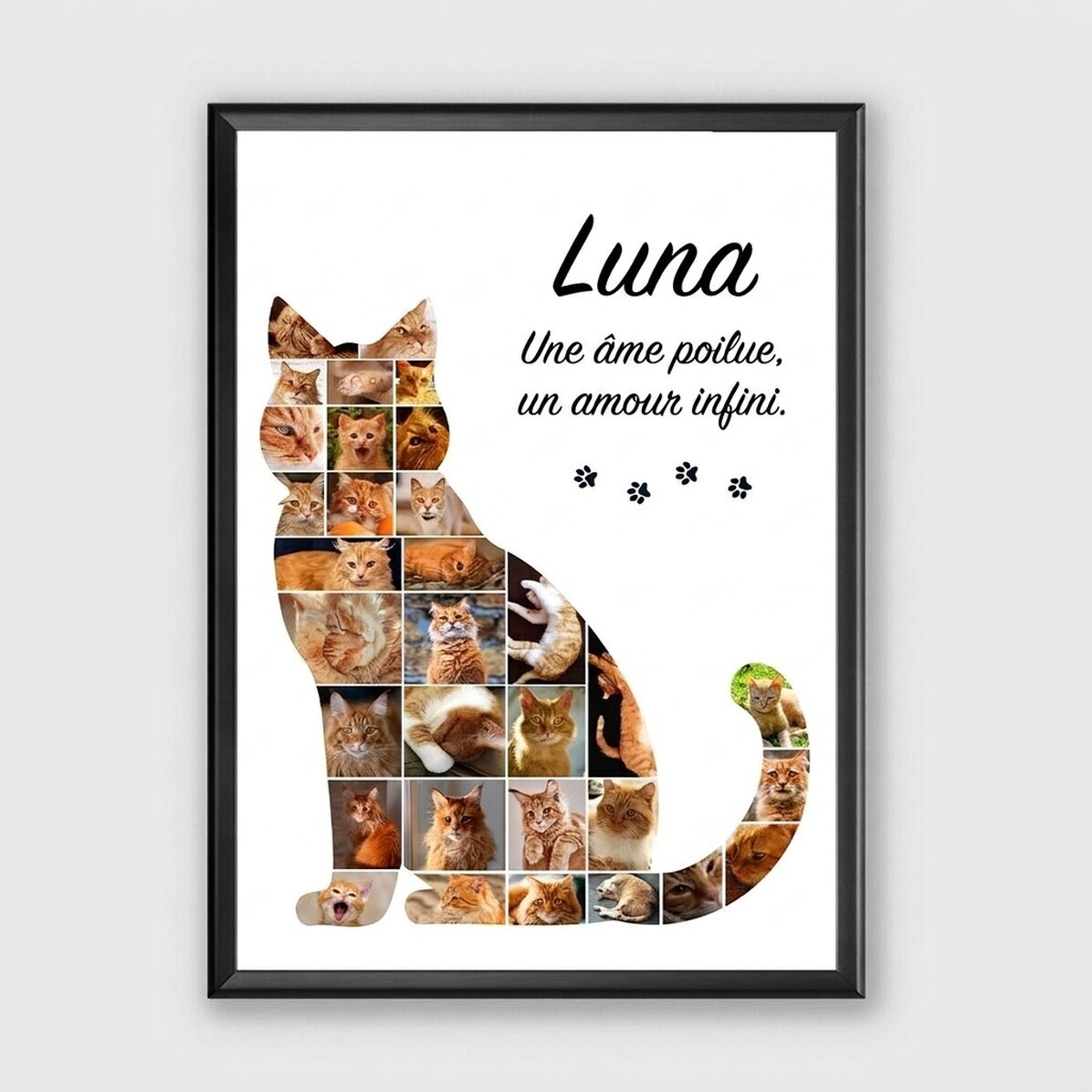 Tableau personnalisé avec 32 photos et un texte - Chat