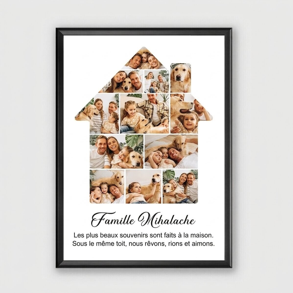 Tableau personnalisé avec 12 photos et un texte - Notre maison