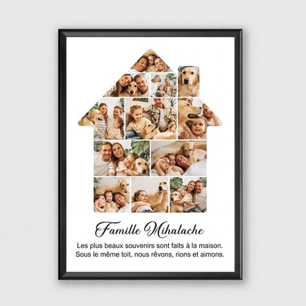 Tableau personnalisé avec 12 photos et un texte - Notre maison