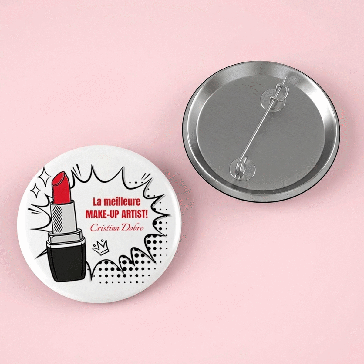 Badge personnalisé avec texte - Maquilleuse professionnelle