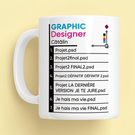 Tasse personnalisée avec un texte - Graphiste