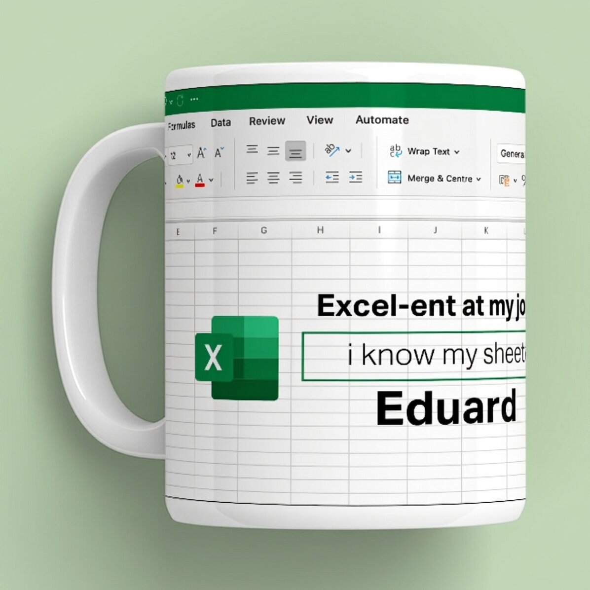 Tasse personnalisée avec texte - Excel