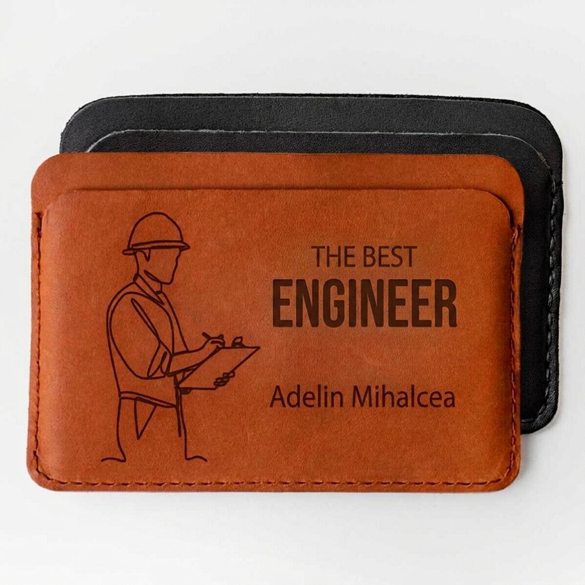 Portefeuille en cuir personnalisé avec inscription - Ingénieur