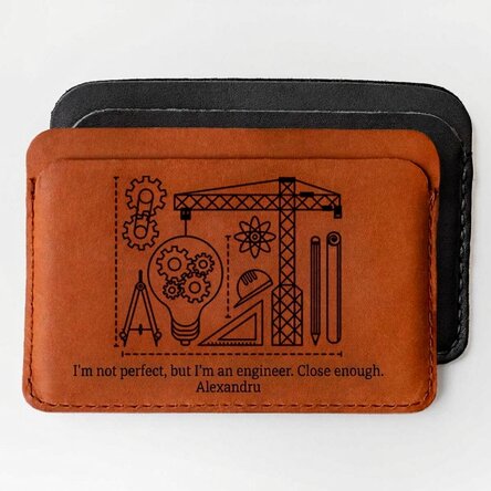 Portefeuille en cuir personnalisé avec un message - Ingénieur