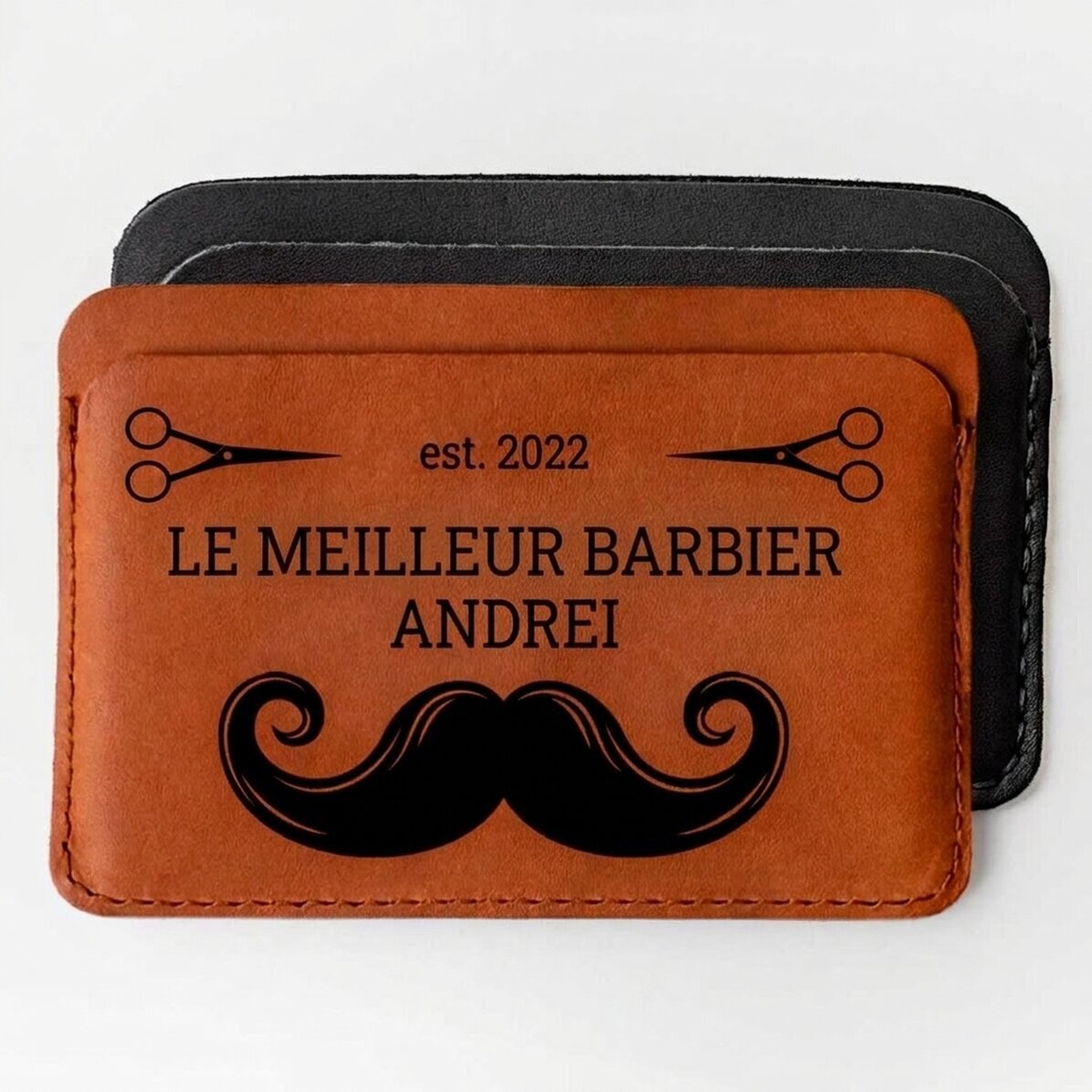 Portefeuille en cuir personnalisé avec un message - Barber