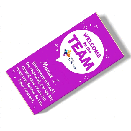Chocolat personnalisé avec logo et message - Bienvenue dans l