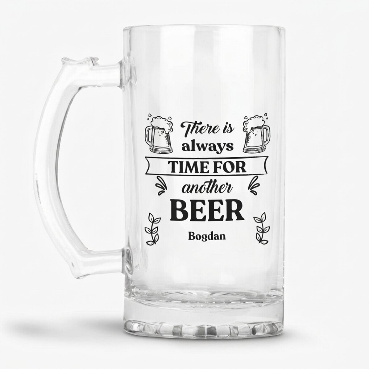 Chope à bière personnalisée avec un message - Time for Beer
