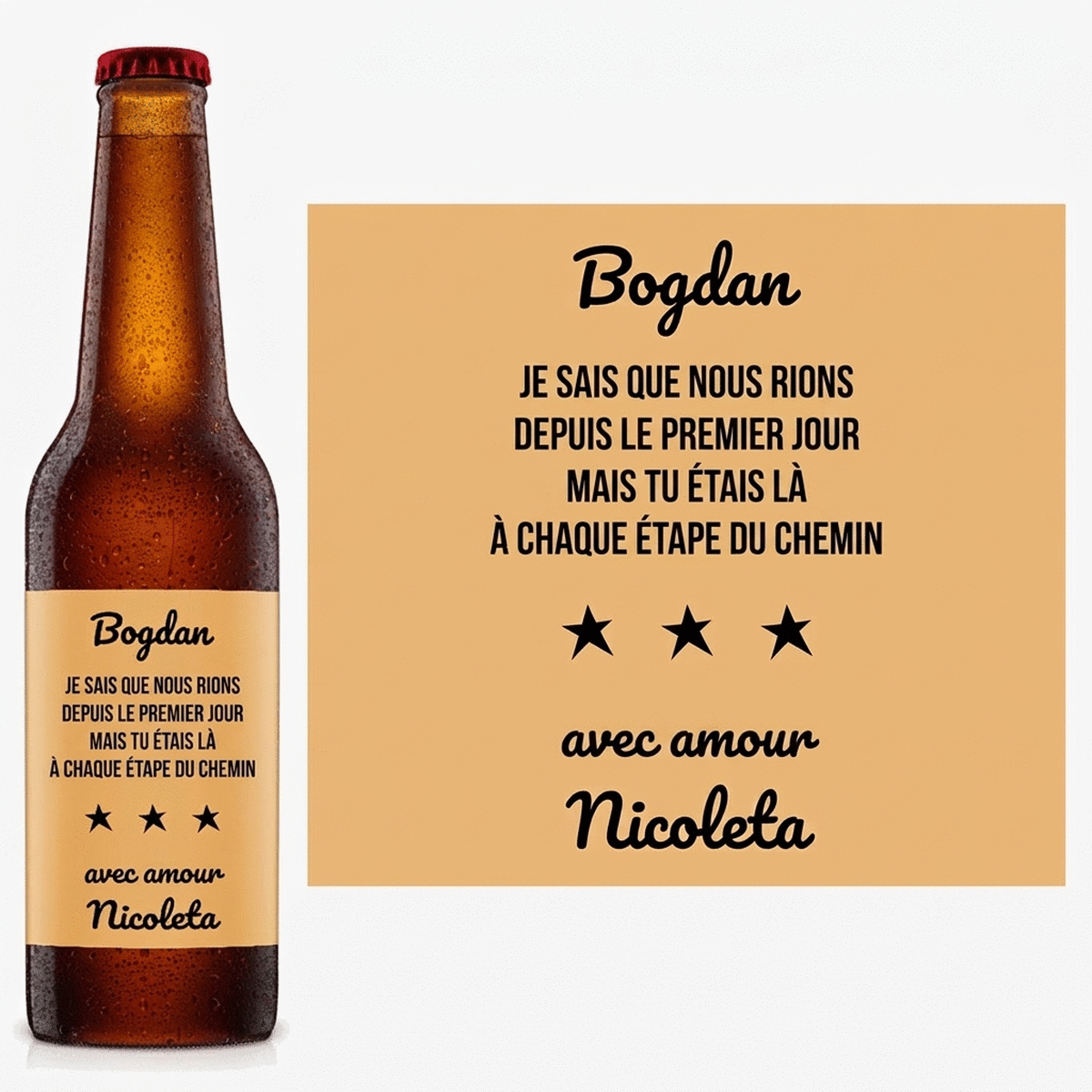 Bière personnalisée avec un message - Stars