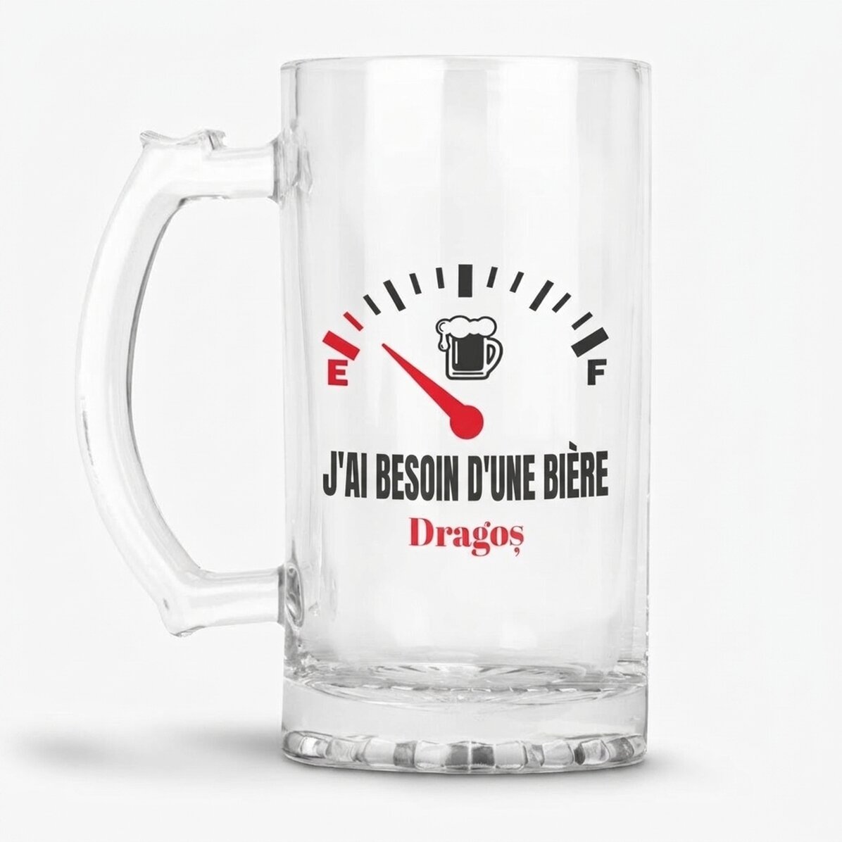 Chope à bière personnalisée avec message - « I need a Beer »