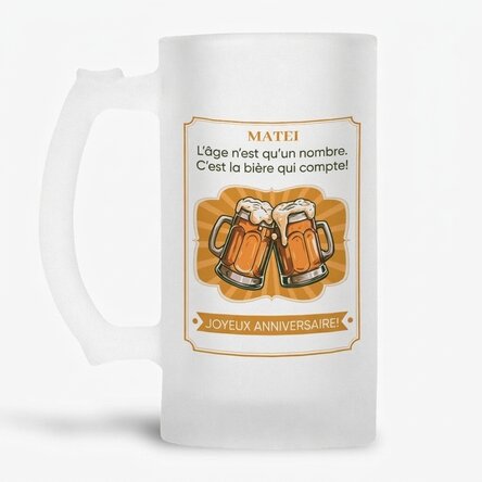 Chope de bière personnalisée avec un message - La bière, ça compte !