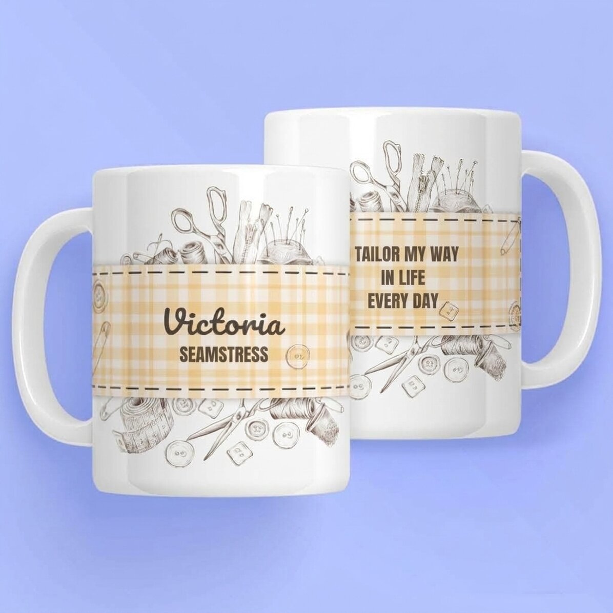 Tasse personnalisée avec inscription pour les couturiers - Kit de couture