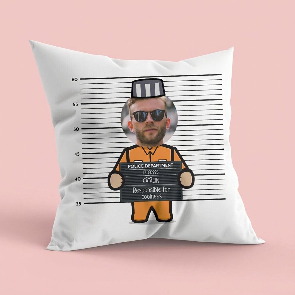 Coussin personnalisé avec une photo et un texte - Prisonnier
