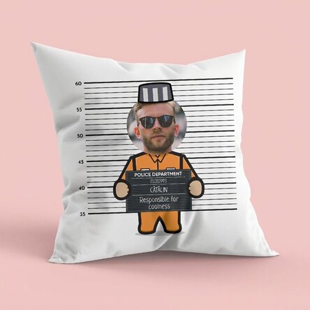 Coussin personnalisé avec une photo et un texte - Prisonnier