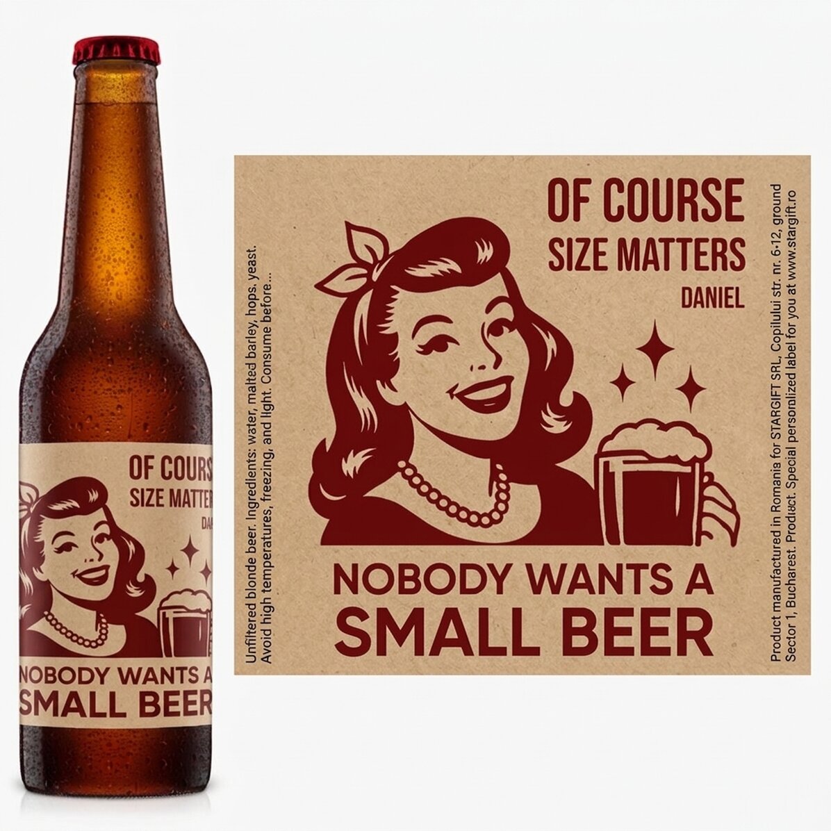 Bière personnalisée avec un texte - Size Matters