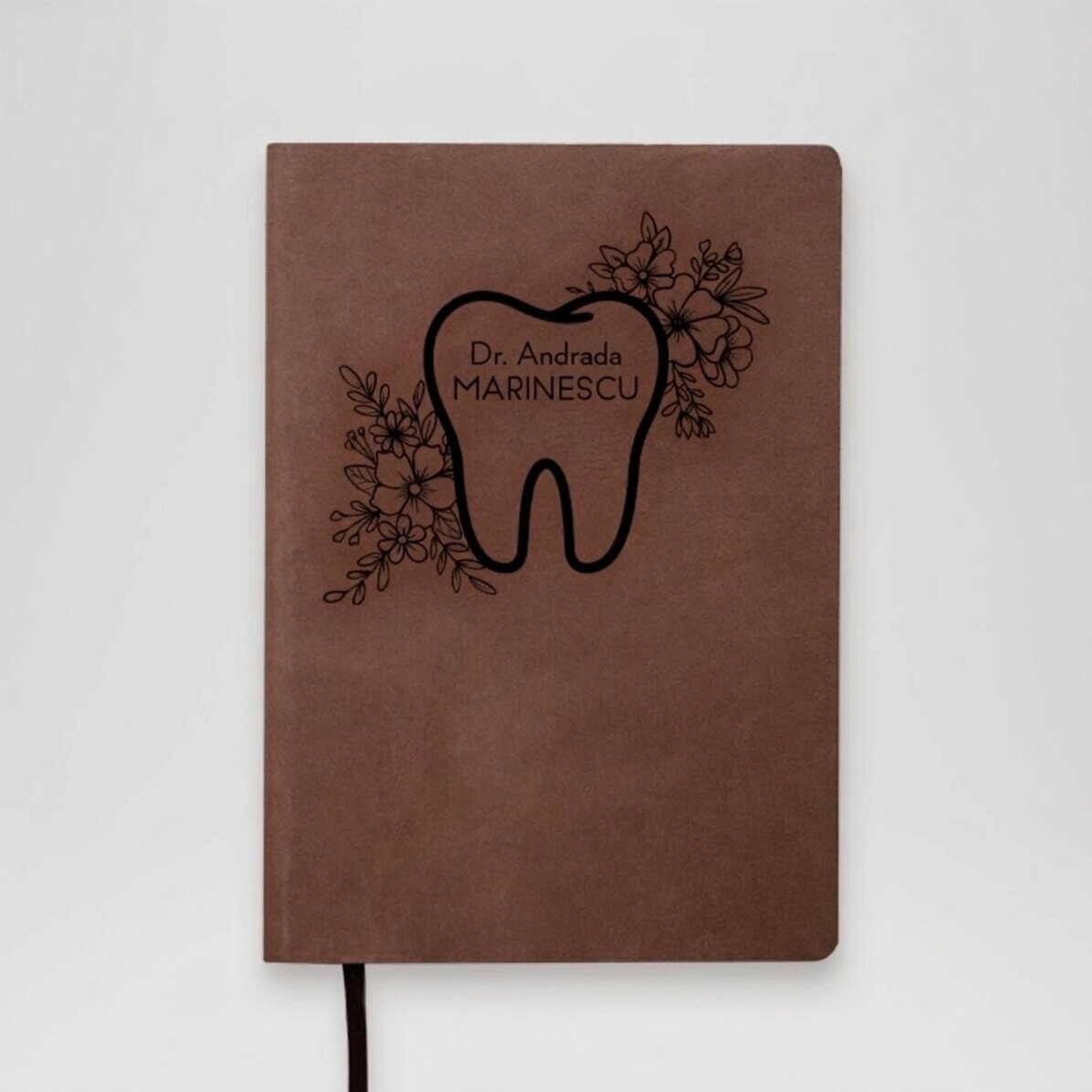 Agenda en cuir personnalisé avec inscription pour dentiste