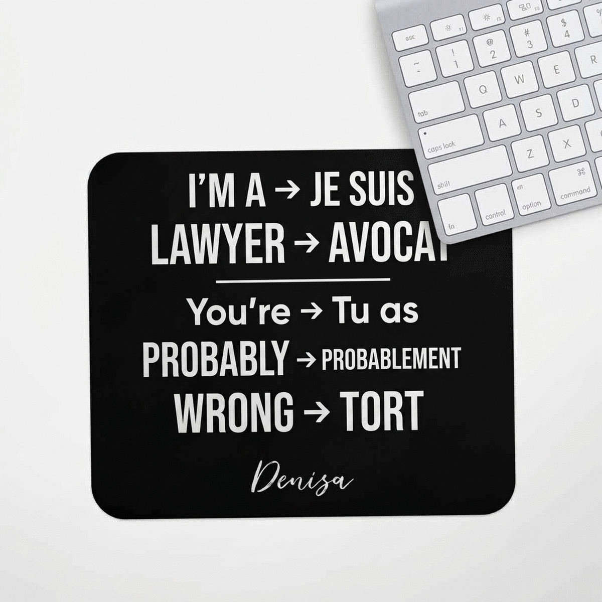 Tapis de souris personnalisé avec un message pour un avocat