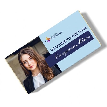 Chocolat personnalisé avec logo, photo et message pour les employés