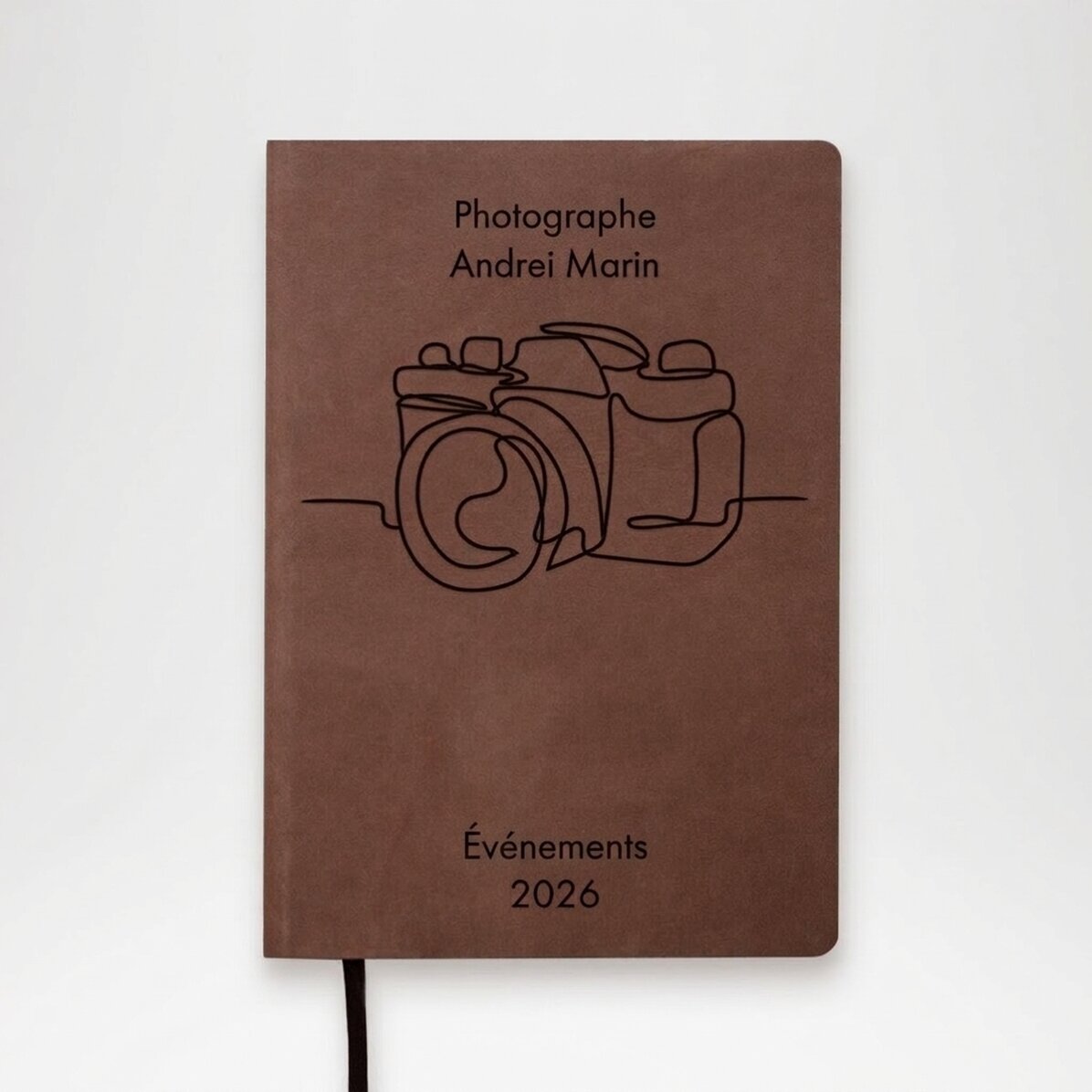 Agenda en cuir personnalisé avec inscription pour photographe