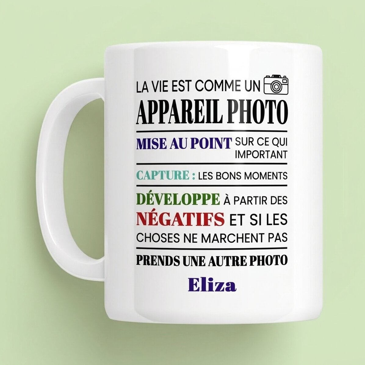 Tasse personnalisée avec message - Photographe