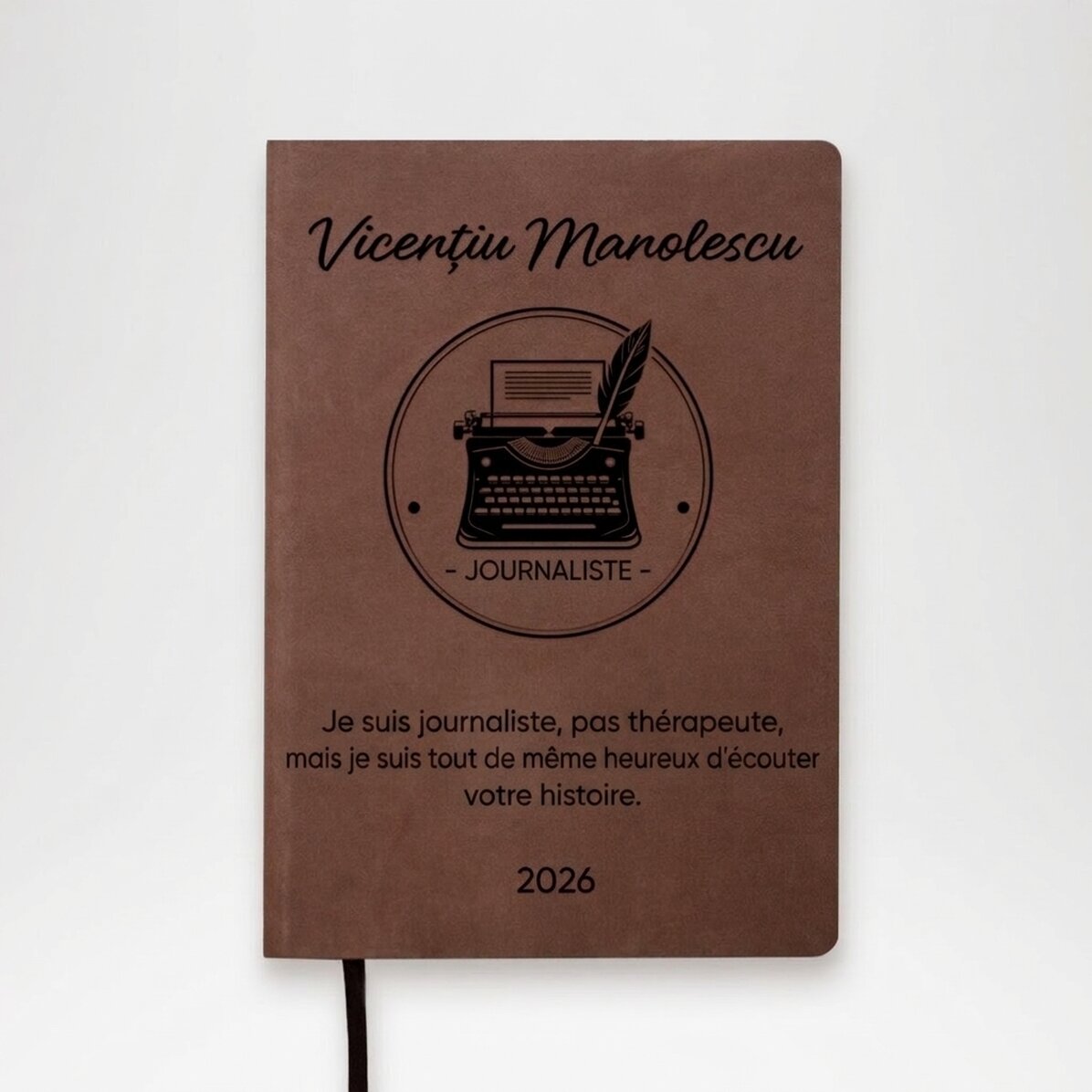 Agenda en cuir personnalisé avec inscription - Journaliste