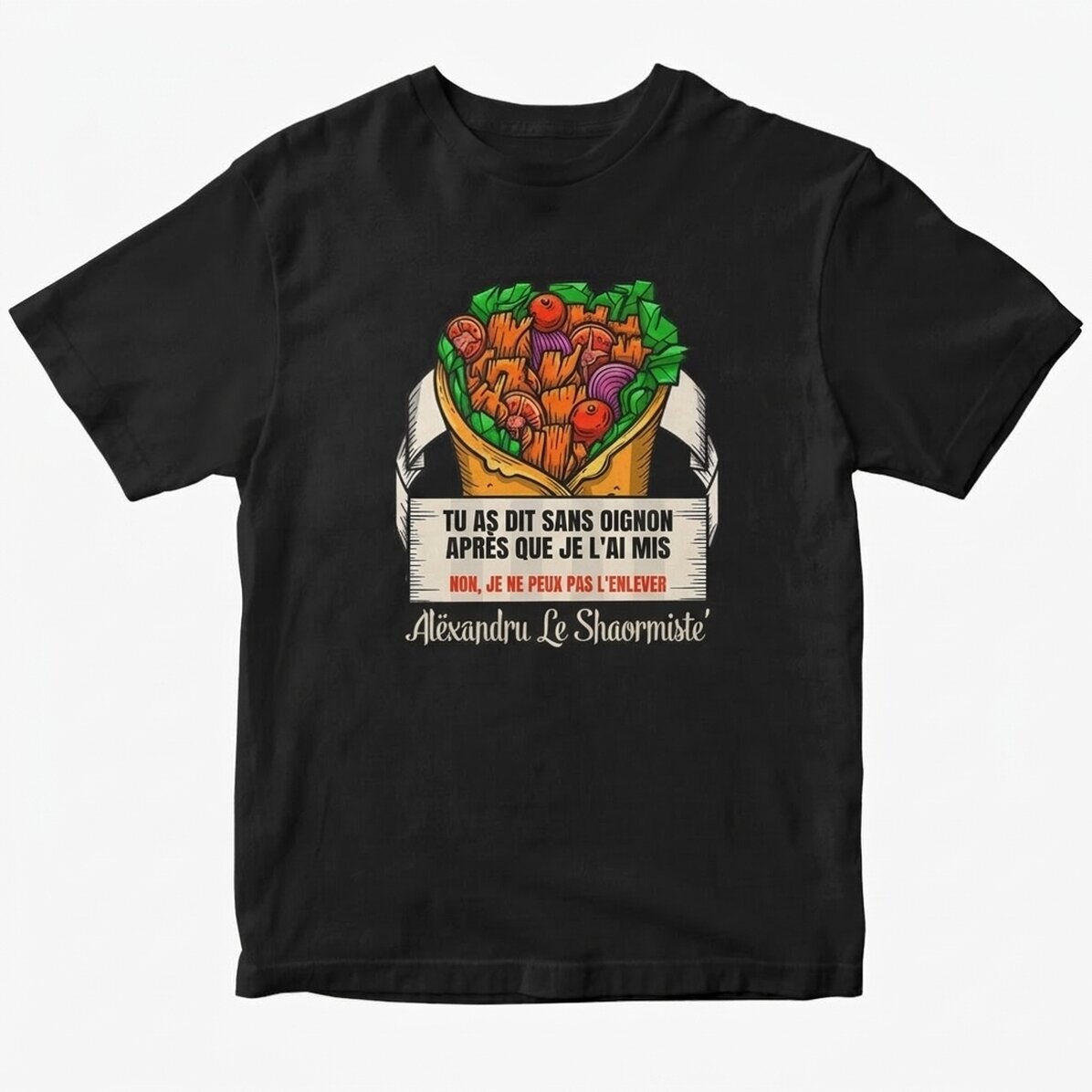 T-shirt en coton personnalisé avec un texte - Shaormar