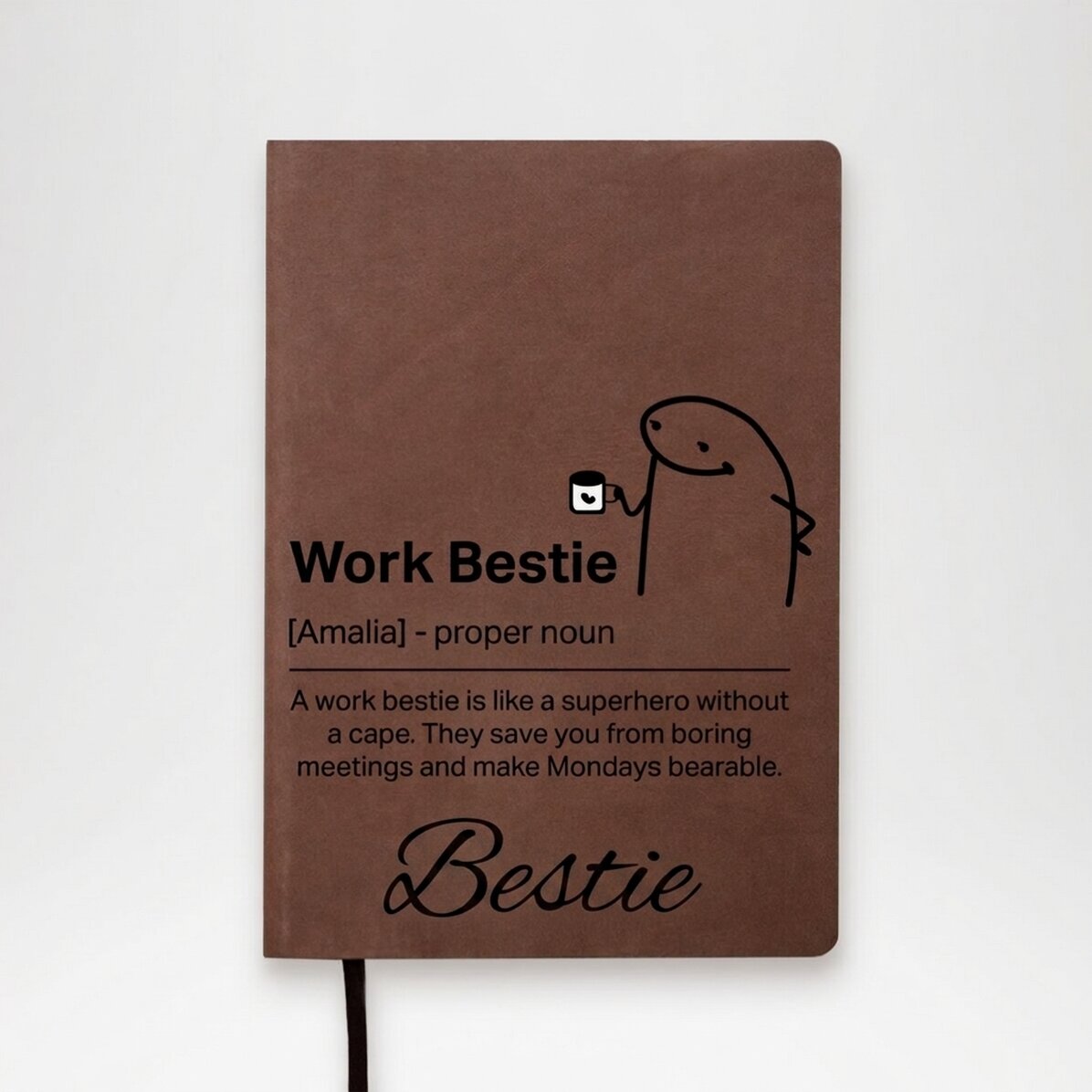 Agenda en cuir personnalisé avec inscription - Work Bestie