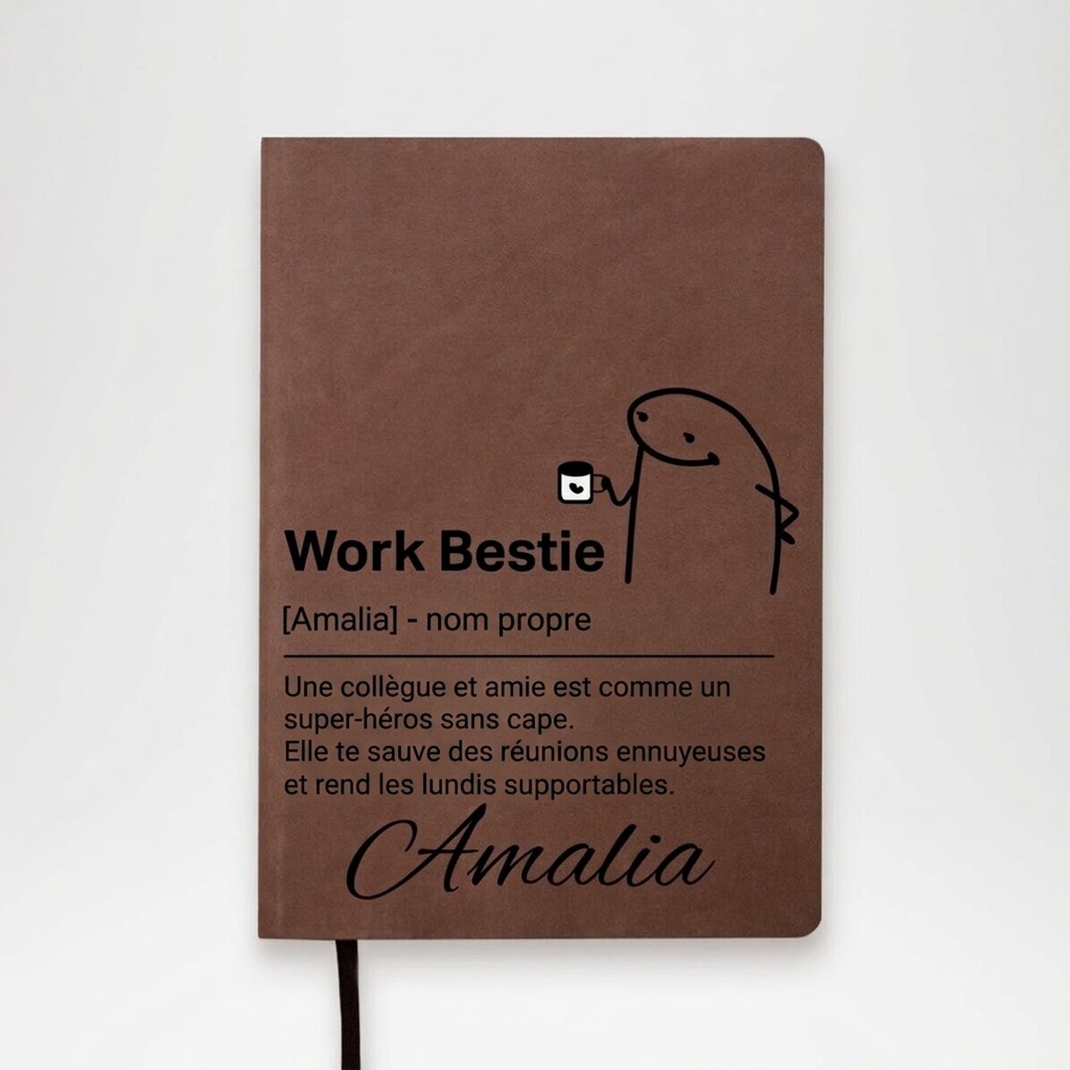 Agenda en cuir personnalisé avec inscription - Work Bestie