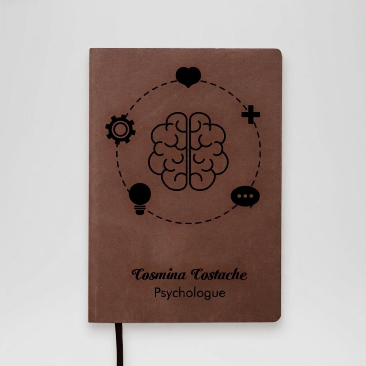 Agenda en cuir personnalisé avec un message - Psychologue