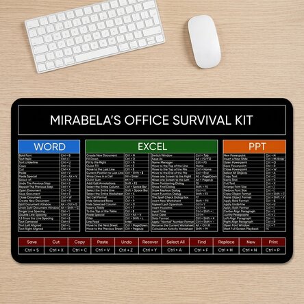 Tapis de souris XXL personnalisé avec texte - Office Survival Kit