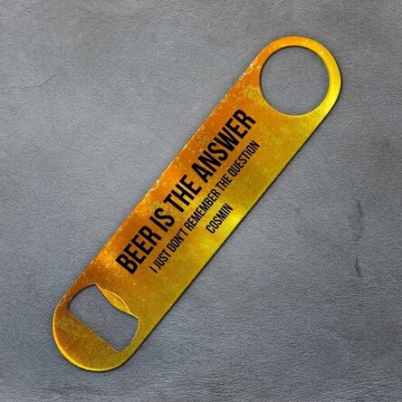 Ouvre-bouteille personnalisé avec message - « Beer is the answer »
