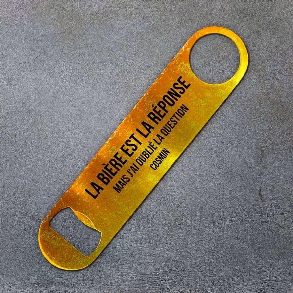 Ouvre-bouteille personnalisé avec message - « Beer is the answer »