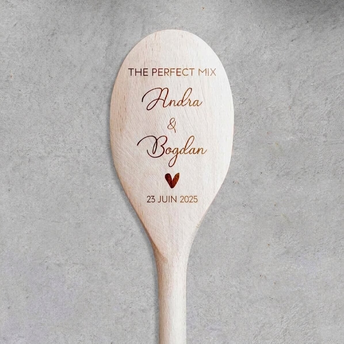 Cuillère en bois personnalisée avec inscription - The Perfect Mix