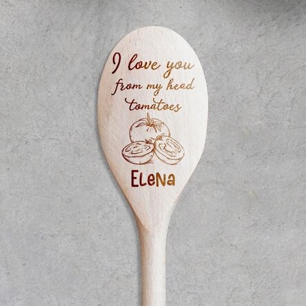 Cuillère en bois personnalisée avec inscription - Tomatoes