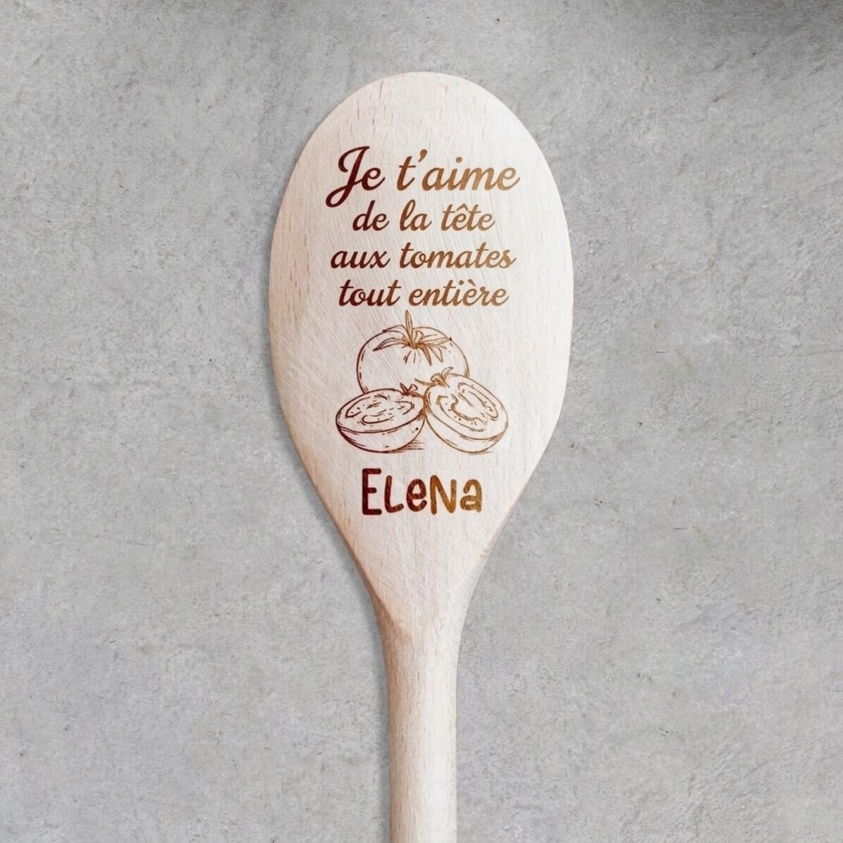 Cuillère en bois personnalisée avec inscription - Tomatoes