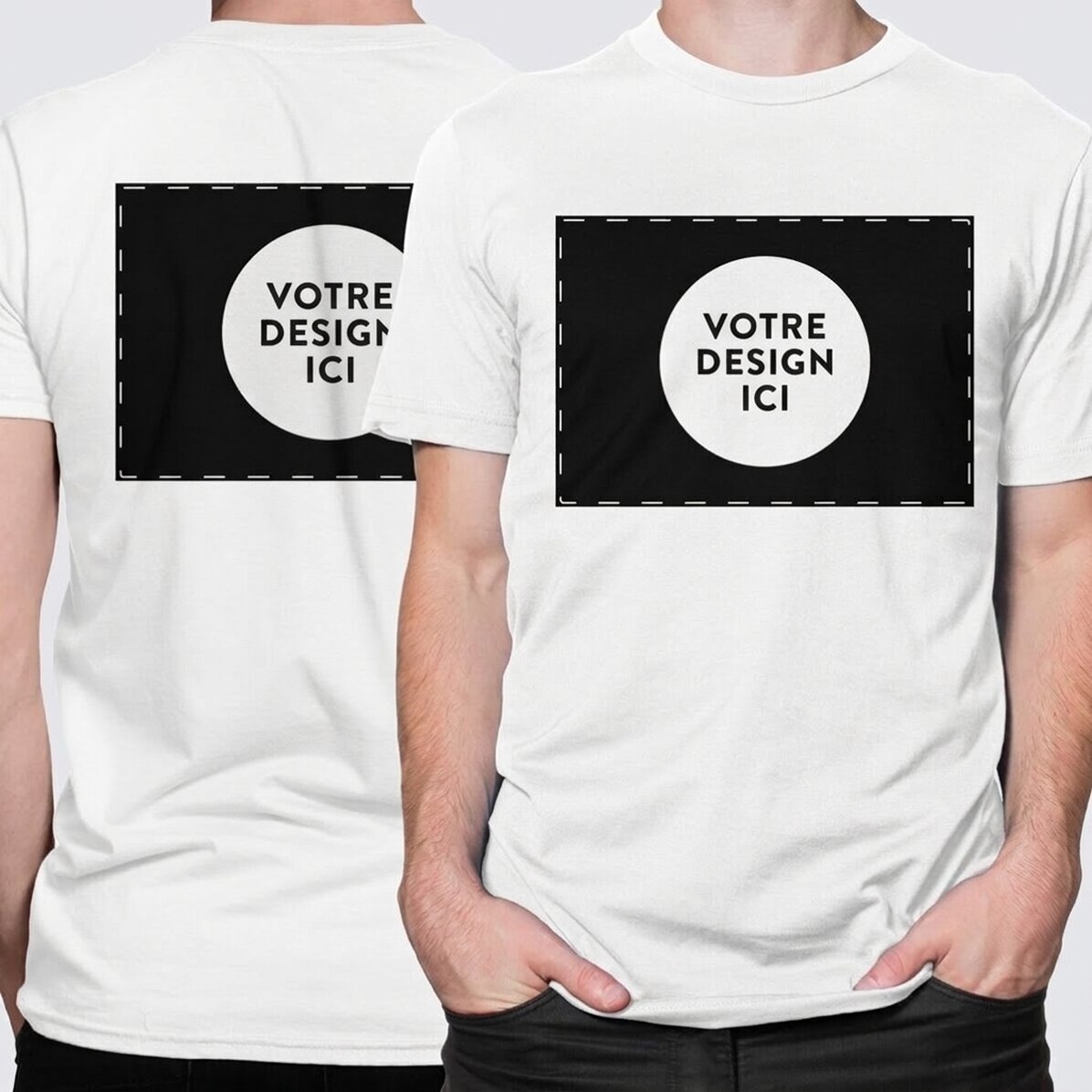 T-shirt en coton personnalisé avec votre motif en format paysage, imprimé recto-verso