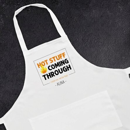 Personalised apron with message - Hot stuff