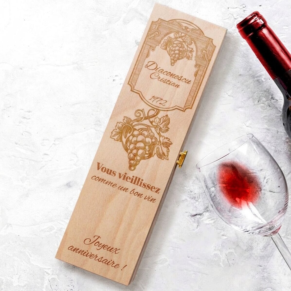 Coffret de vin personnalisé avec inscription - Fine wine