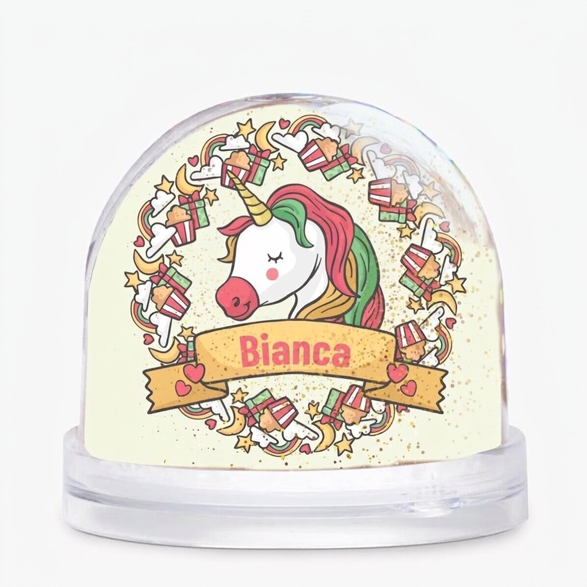 Globe de bureau personnalisé avec photo et texte - Birthday Unicorn