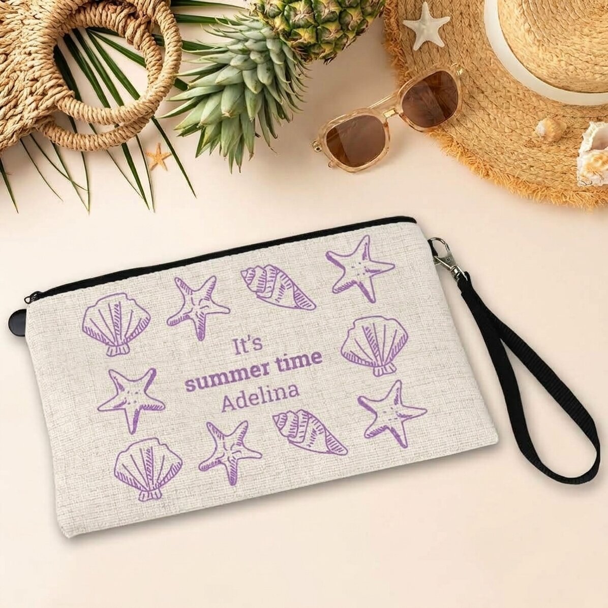Petite pochette pour accessoires personnalisée avec un texte - Summer Time