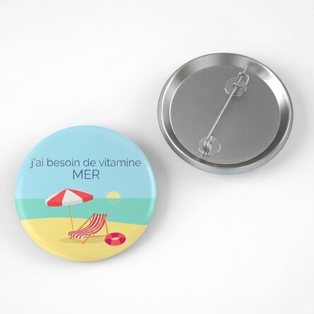 Badge personnalisé avec message - Beach time