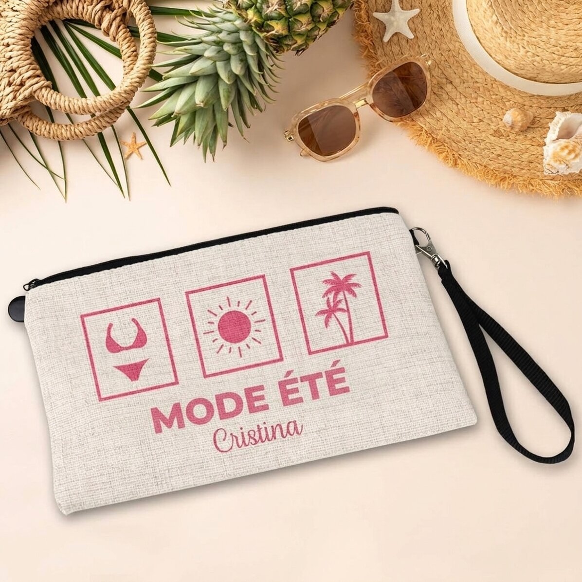 Petite pochette pour accessoires personnalisée avec un texte - Summer Mode