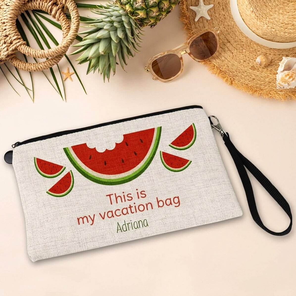 Petite pochette pour accessoires personnalisée avec un texte - Watermelon