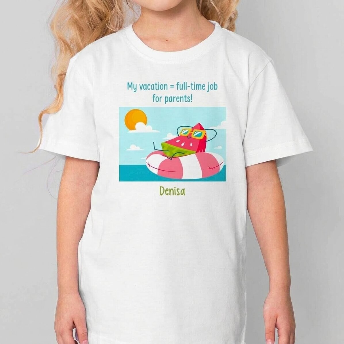 T-shirt en coton pour enfants personnalisé avec un message - Vacances