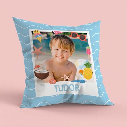 Coussin personnalisé avec une photo et un prénom - Summer