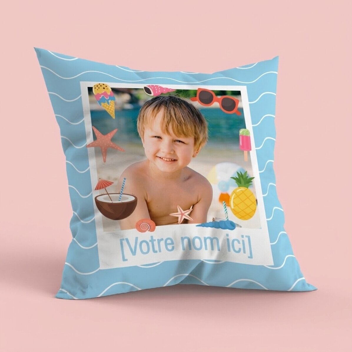 Coussin personnalisé avec une photo et un prénom - Summer