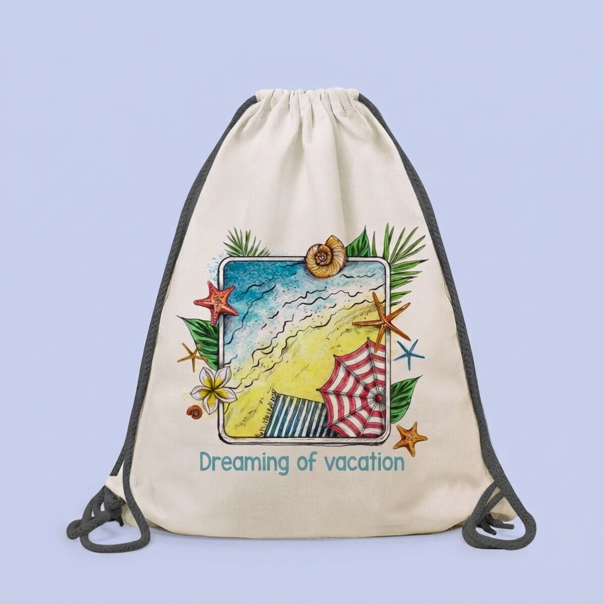 Sac à dos personnalisé avec message - En pensant aux vacances