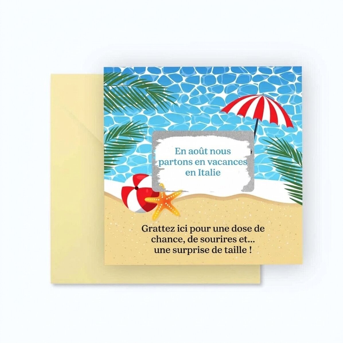 Carte à gratter personnalisée avec message - Vacances