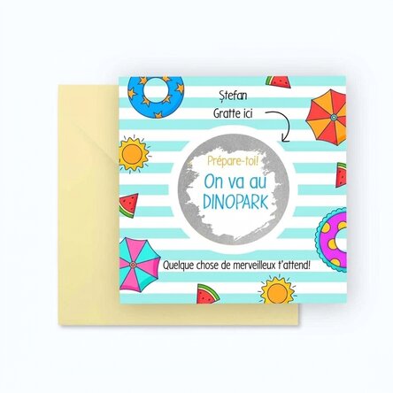 Carte à gratter personnalisée avec message - Vacances d'été